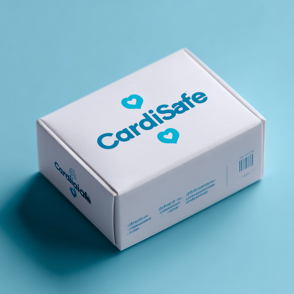 CardioSafe product package on neutral background
